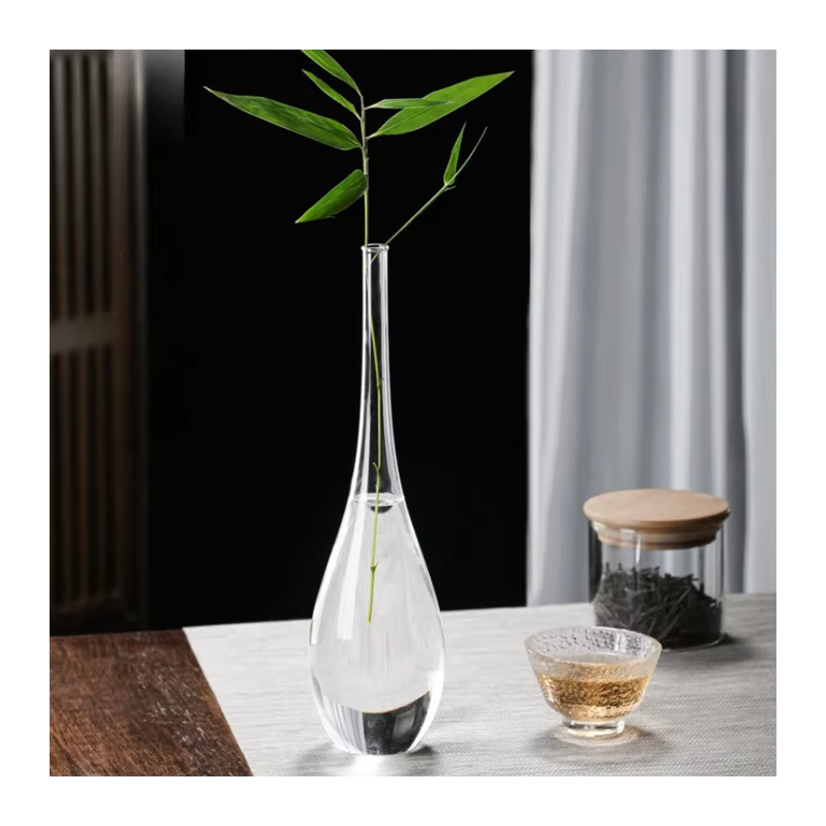 PDQ Glasvase im japanischen Zen-Stil, transparente bauchige Guanyin-Vase für Schnittblumen und Topfpflanzen in minimalistischem Design - Bild 5