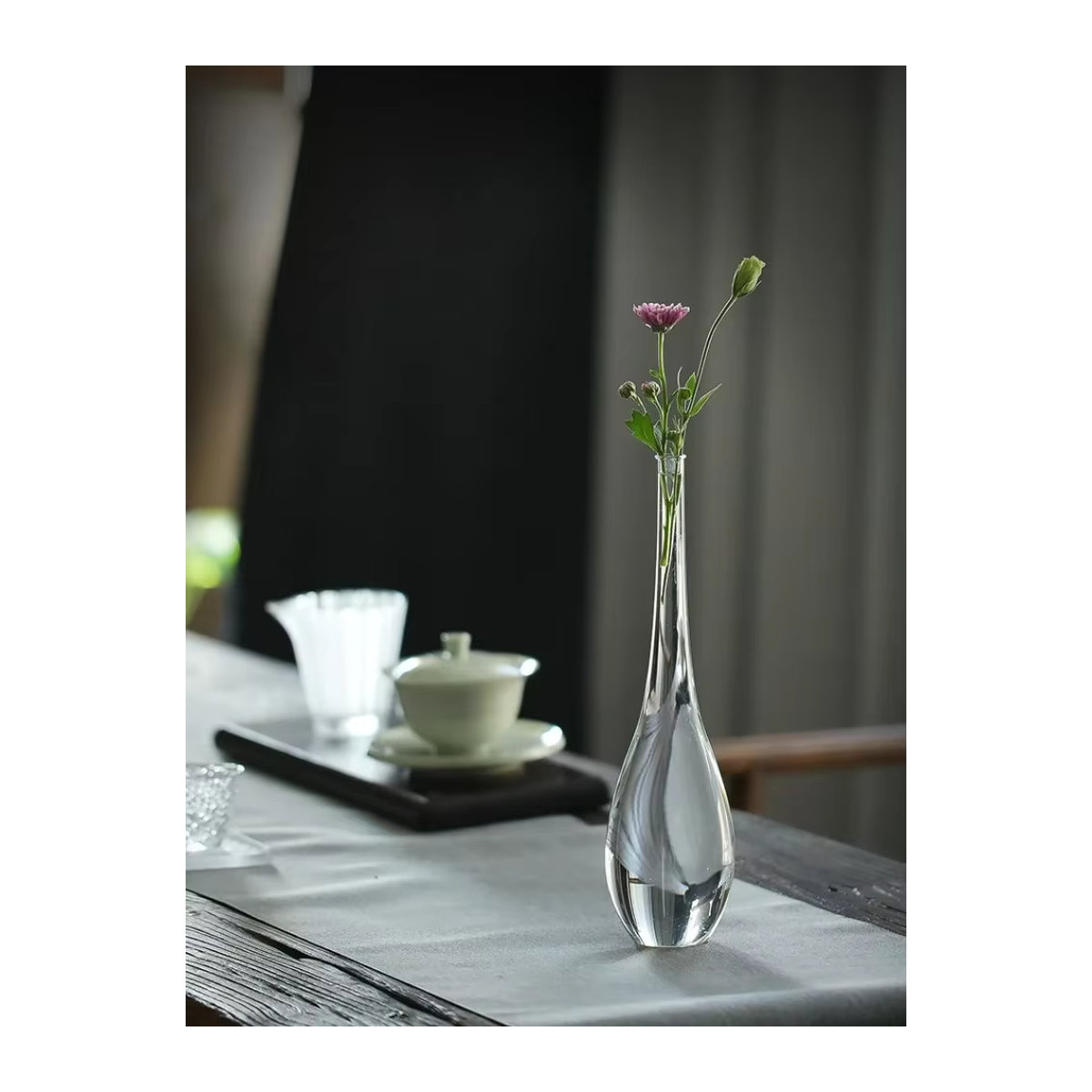 PDQ Glasvase im japanischen Zen-Stil, transparente bauchige Guanyin-Vase für Schnittblumen und Topfpflanzen in minimalistischem Design - Bild 7