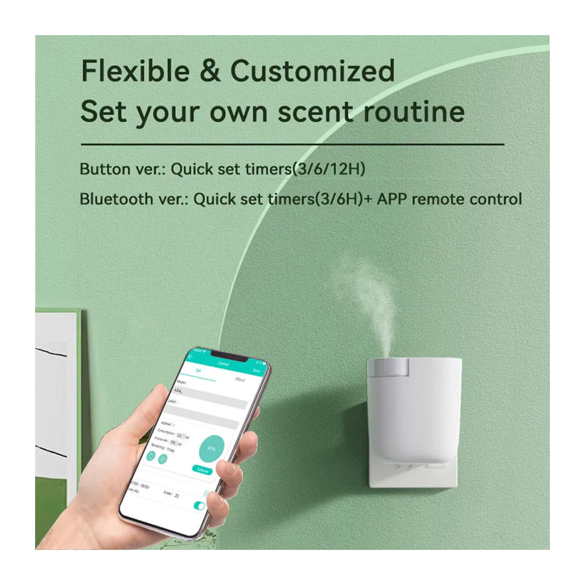 PDQ Plug-in-Diffusor wasserlose Duftluftmaschine mit Bluetooth-Steuerung für ätherische Öle in Schwarz oder Weiß - Bild 2