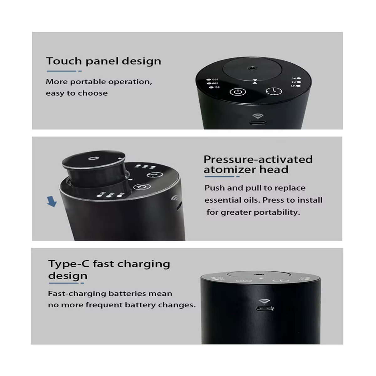 PDQ Tragbarer Auto-Aroma-Diffusor mit App-Steuerung, moderner Duftverteiler in Schwarz - Bild 6