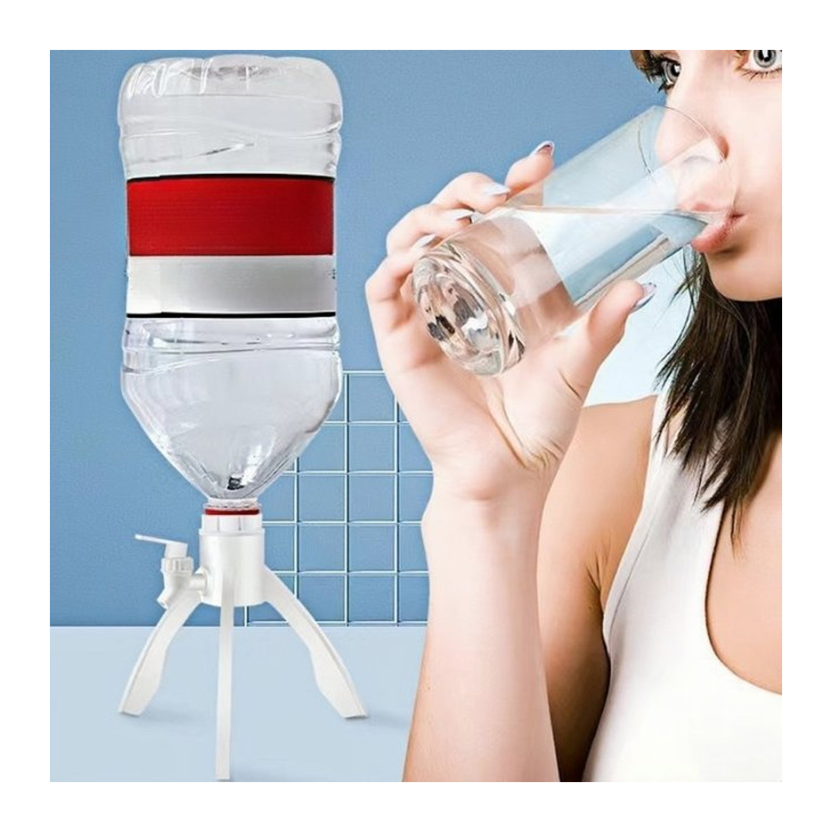 PDQ Wasserflaschenhalterständer für 5-Liter-Flaschen in Weiß mit minimalistischem Design und dreieckiger Basis - Bild 1
