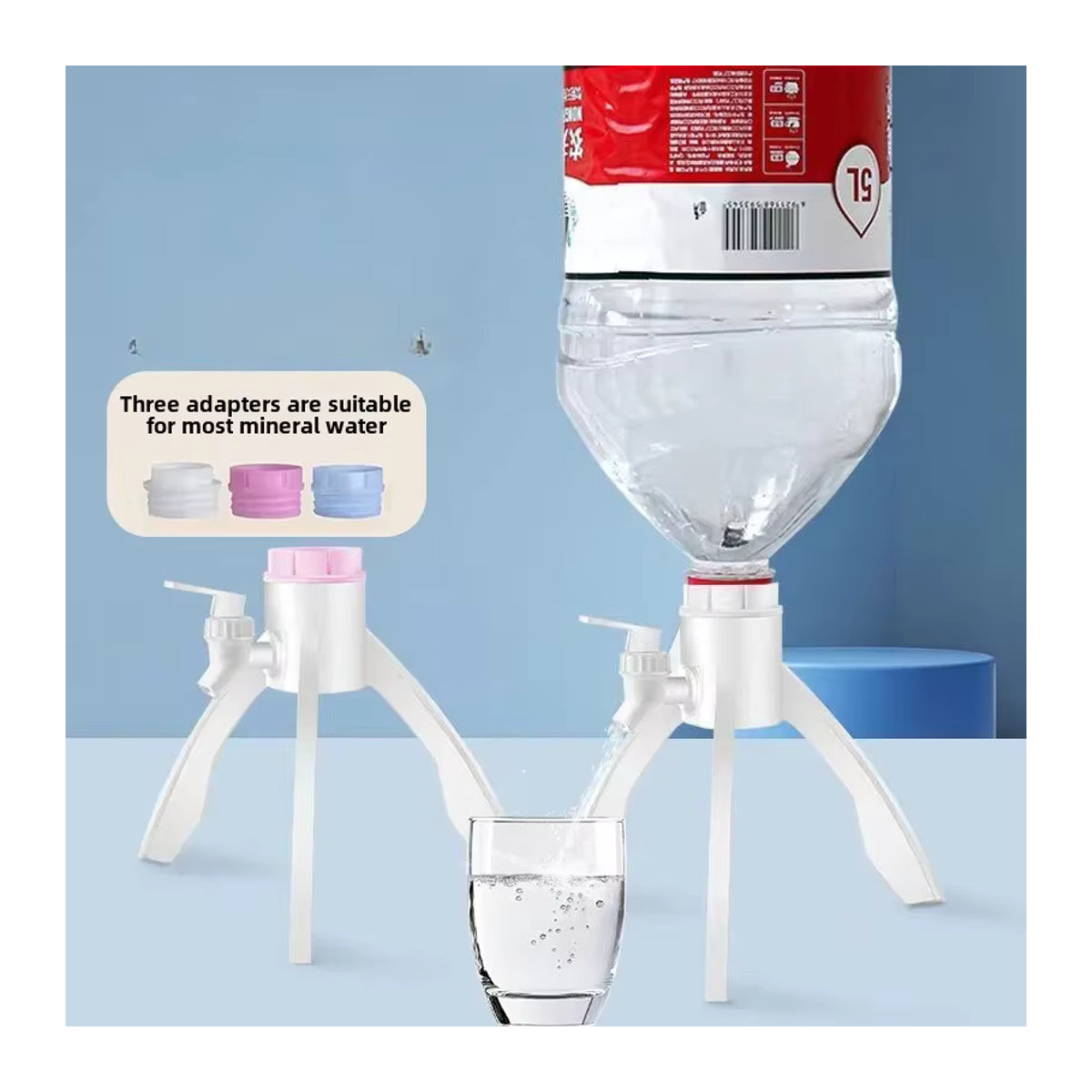 PDQ Wasserflaschenhalterständer für 5-Liter-Flaschen in Weiß mit minimalistischem Design und dreieckiger Basis - Bild 3