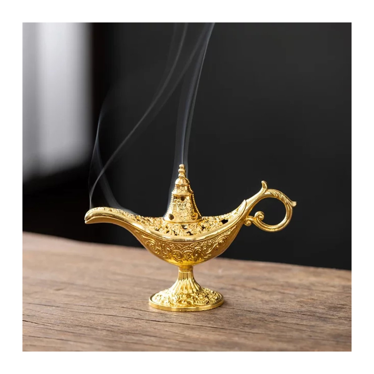 PDQ Weihrauchbrenner im antiken Stil aus Metall in Gold mit floralem Design - Bild 1