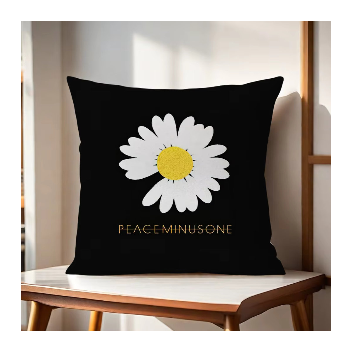 Peaceminusones B-Banner Kissenbezug in Schwarz für Sofa und Wohnzimmer - Bild 6