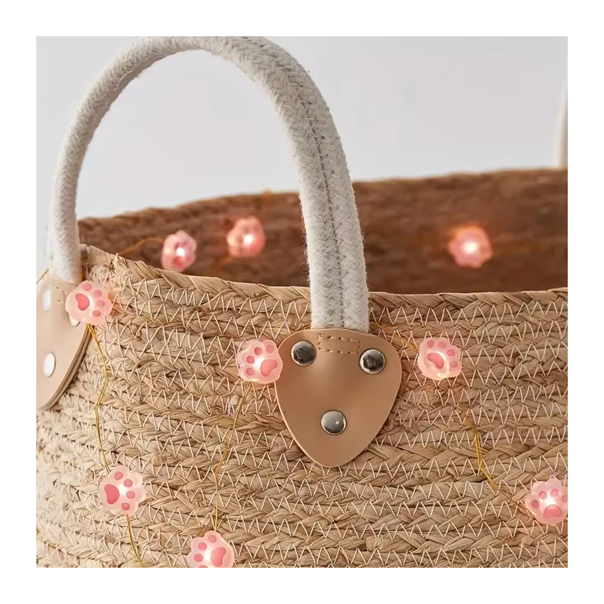 Peach Forest Dekorative LED Lichterkette mit Katzenpfoten-Motiv in Rosa, 2m Länge, 20 LEDs, Batteriebetrieben mit Kupferdraht - Bild 4