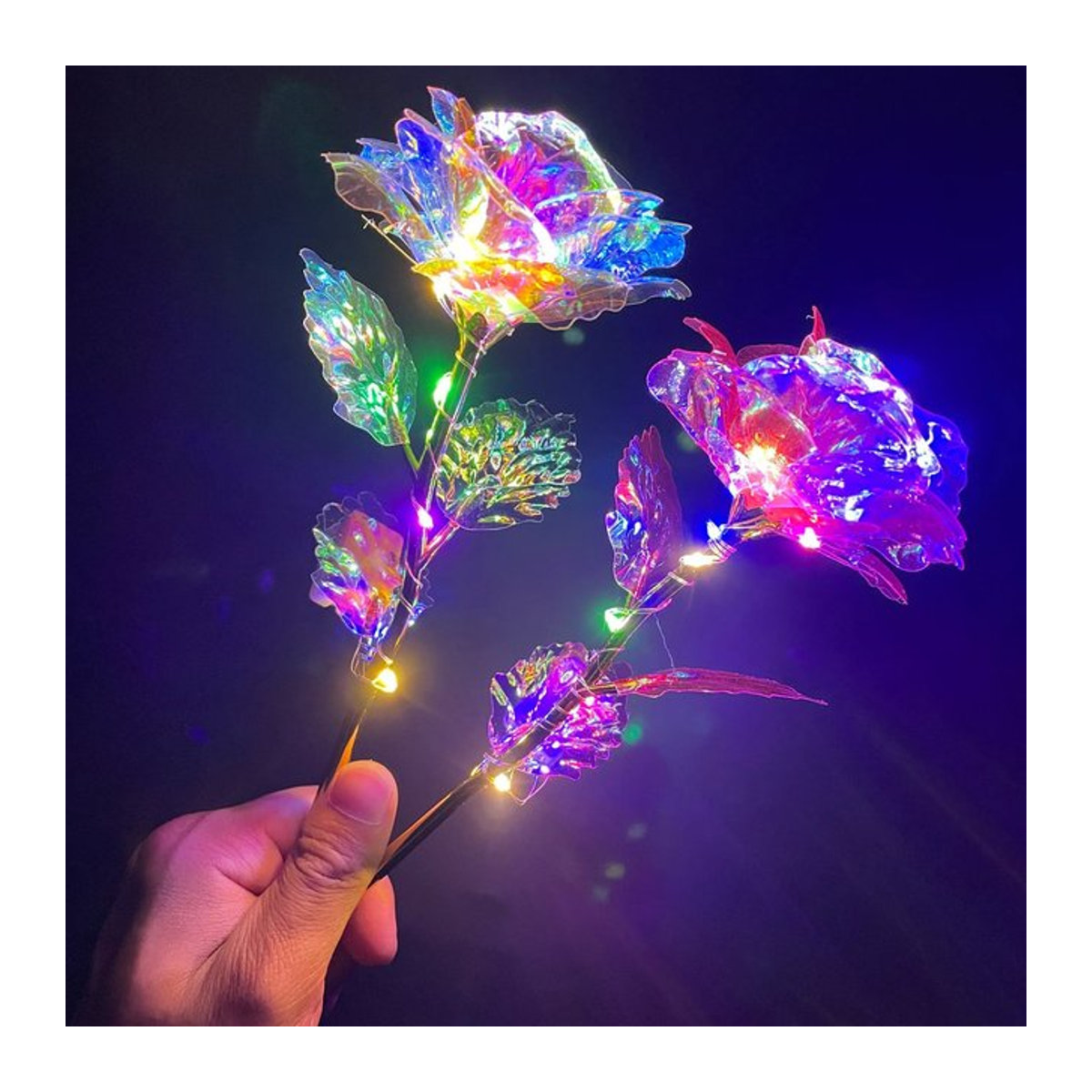 Peach Forest Ewige Rosenblume mit LED-Licht in Gold und Mehrfarbig als künstliche Dekoration für Jahrestag, Muttertag oder Geburtstag - Bild 1