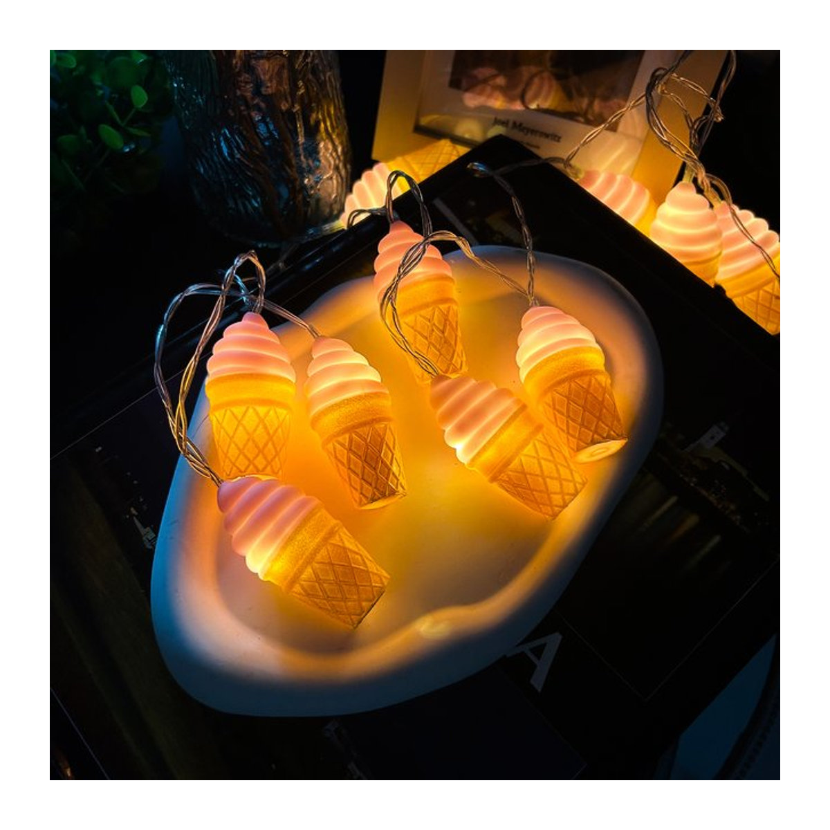 Peach Forest LED Eiswürfel Lichterkette in Rosa mit 10 Leuchten für Dekorationen - Bild 1