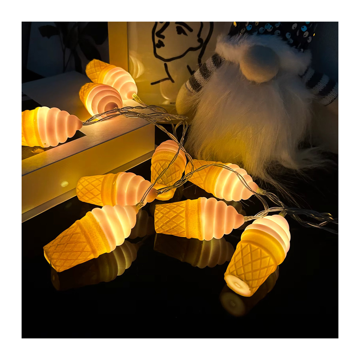 Peach Forest LED Eiswürfel Lichterkette in Rosa mit 10 Leuchten für Dekorationen - Bild 2