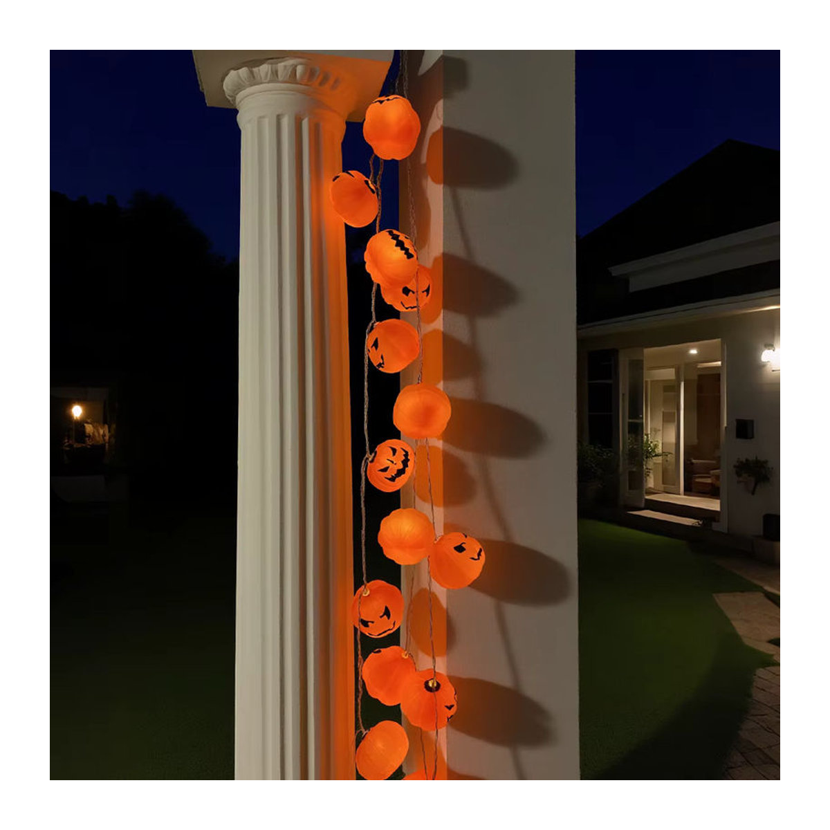 Peach Forest LED Halloween 3D Kürbis Spooky Lichterkette in Orange zur dekorativen Gestaltung von Wohnzimmer, Schlafzimmer und Garten - Bild 2