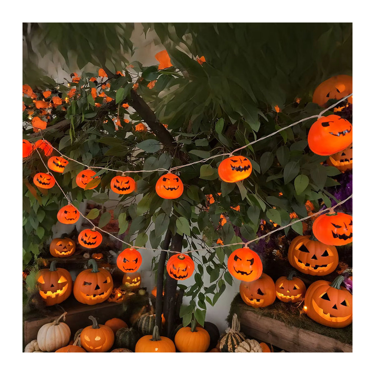 Peach Forest LED Halloween 3D Kürbis Spooky Lichterkette in Orange zur dekorativen Gestaltung von Wohnzimmer, Schlafzimmer und Garten - Bild 3