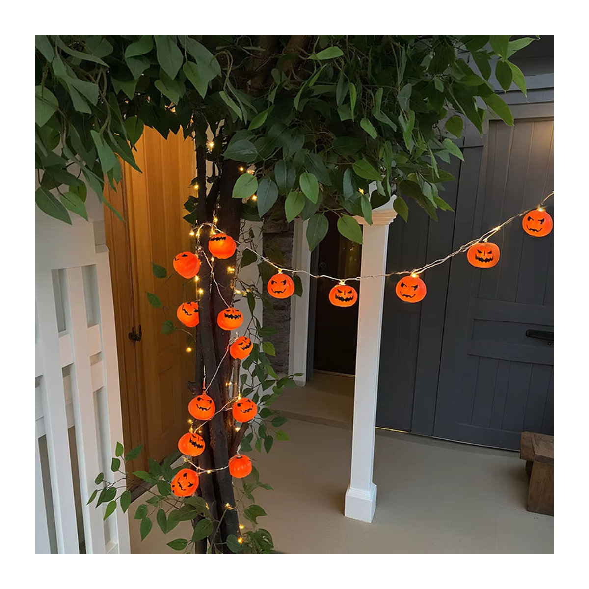 Peach Forest LED Halloween 3D Kürbis Spooky Lichterkette in Orange zur dekorativen Gestaltung von Wohnzimmer, Schlafzimmer und Garten - Bild 4