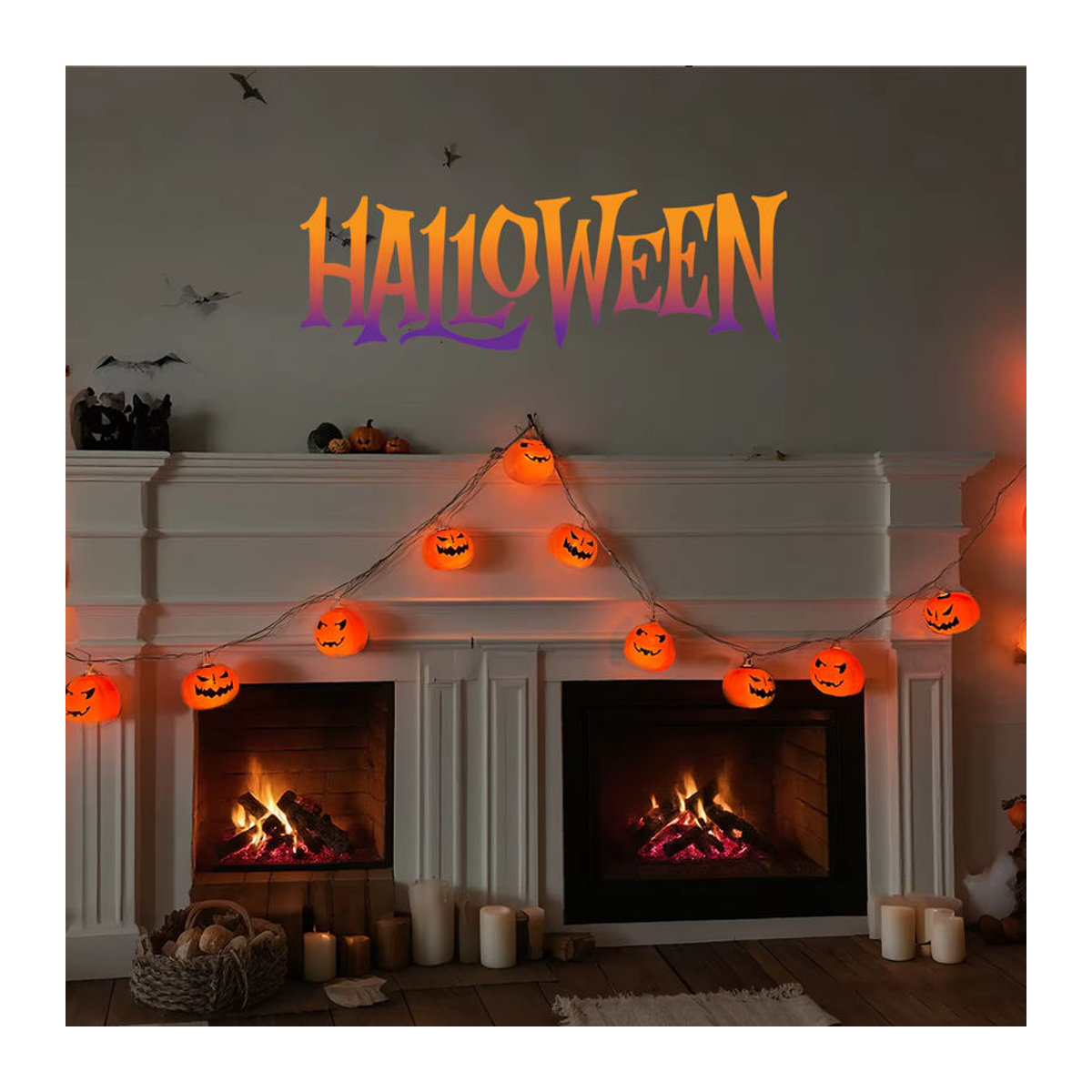 Peach Forest LED Halloween 3D Kürbis Spooky Lichterkette in Orange zur dekorativen Gestaltung von Wohnzimmer, Schlafzimmer und Garten - Bild 6