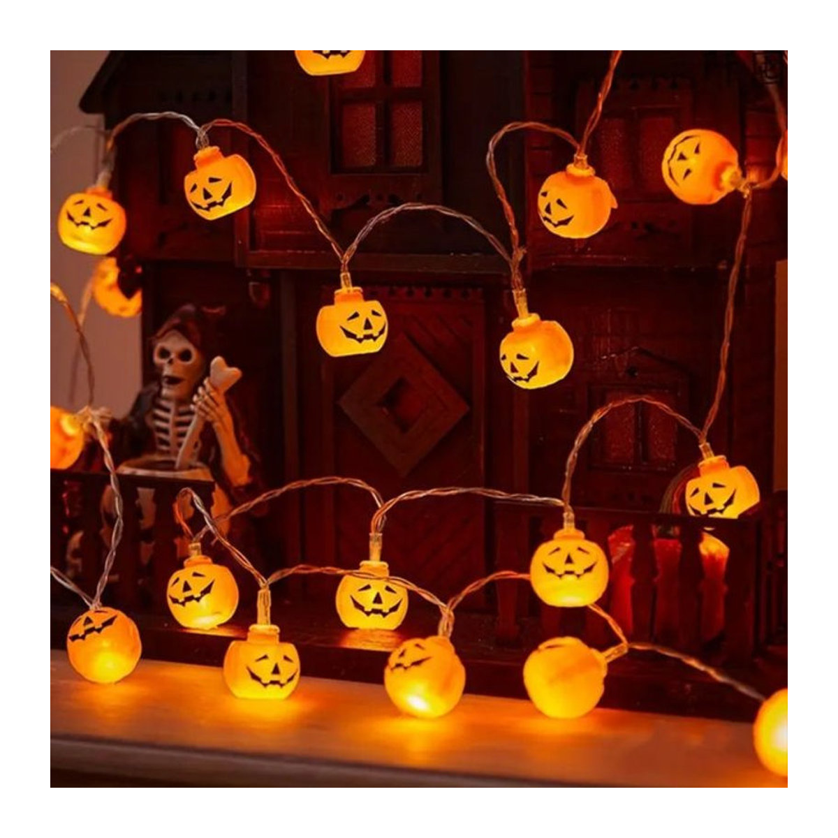 Peach Forest LED Halloween Mini Kürbis Lichterkette in Orange, batteriebetrieben, dekorative Lampe für dein Zuhause und Partys - Bild 1