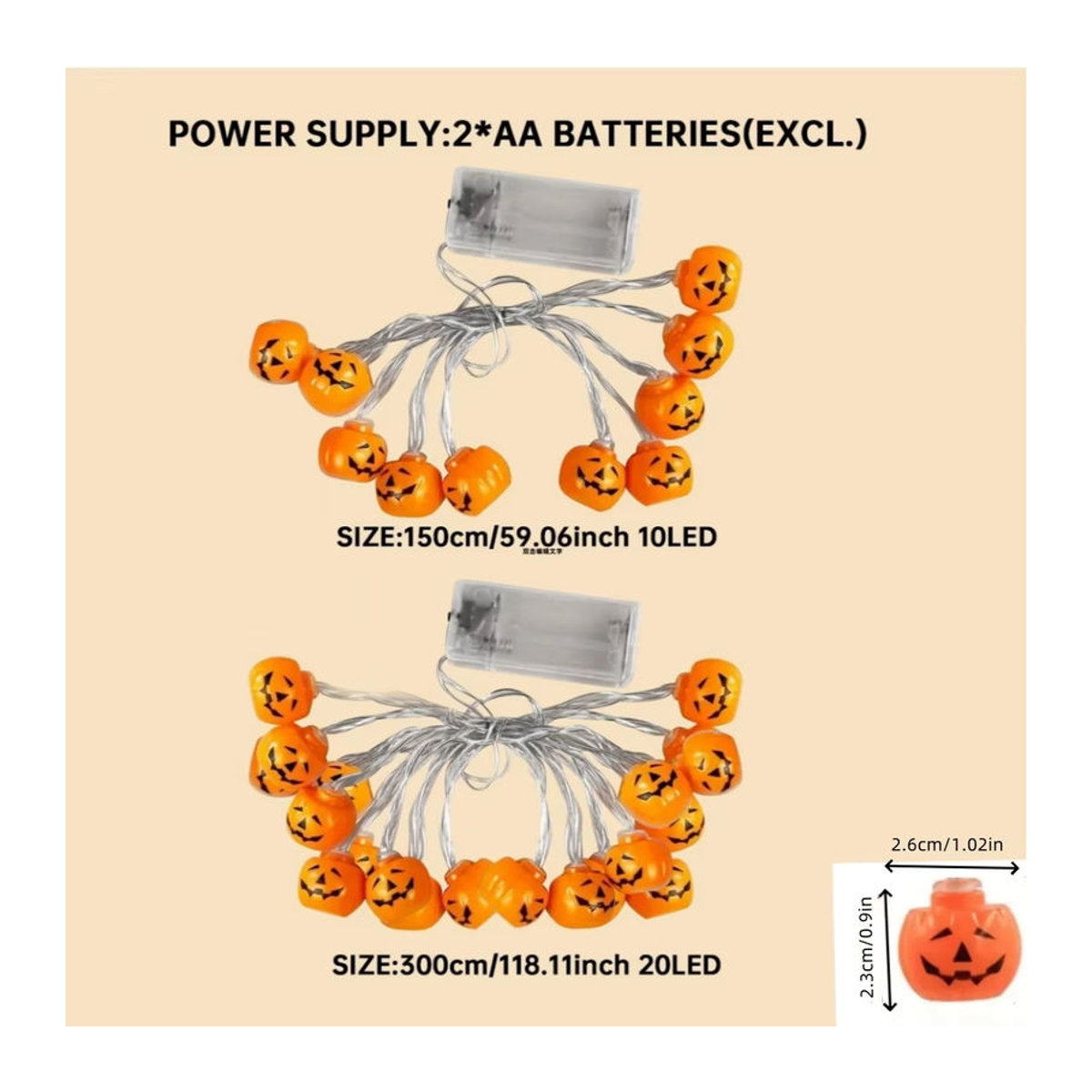 Peach Forest LED Halloween Mini Kürbis Lichterkette in Orange, batteriebetrieben, dekorative Lampe für dein Zuhause und Partys - Bild 6