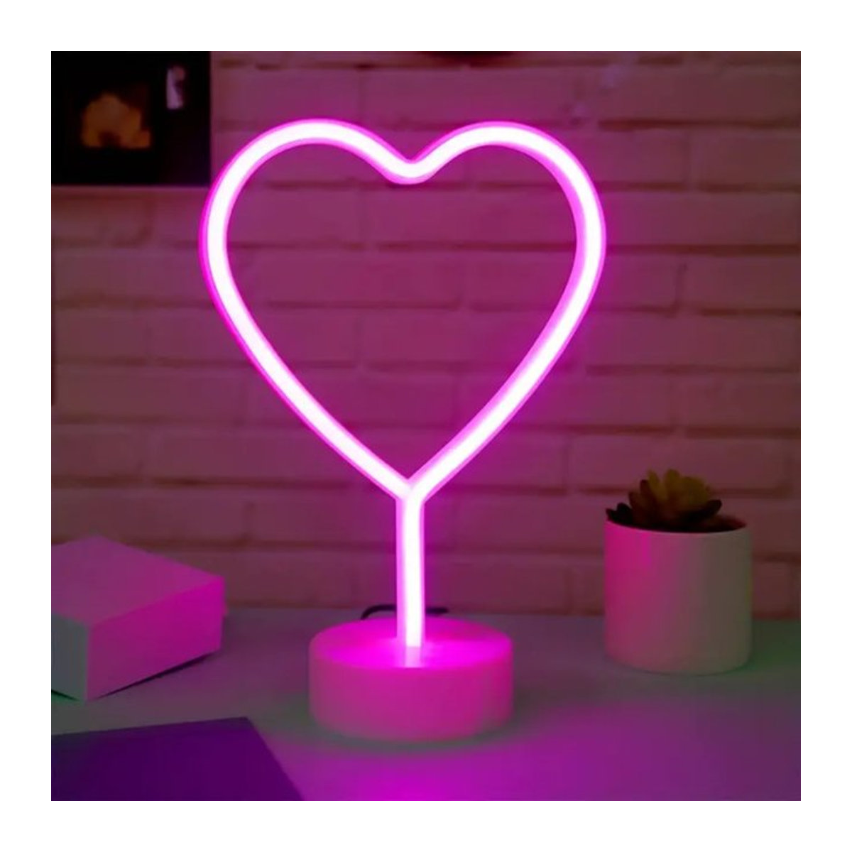 Peach Forest LED Neon Herz Tischlampe in Rosa für Schlafzimmer und Party - Bild 1