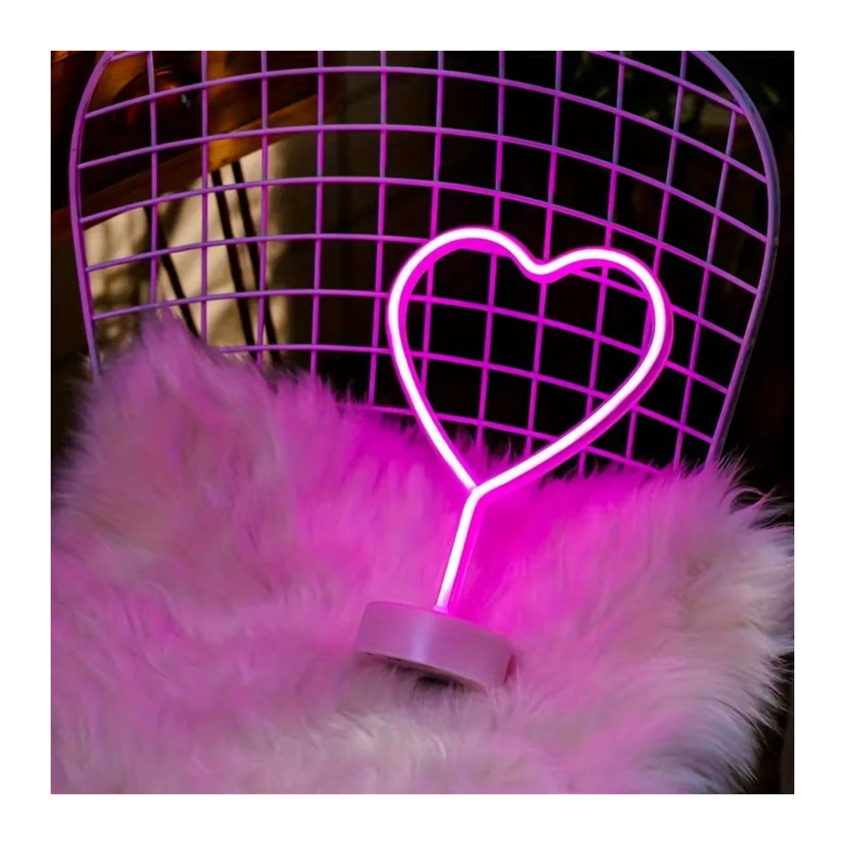 Peach Forest LED Neon Herz Tischlampe in Rosa für Schlafzimmer und Party - Bild 2