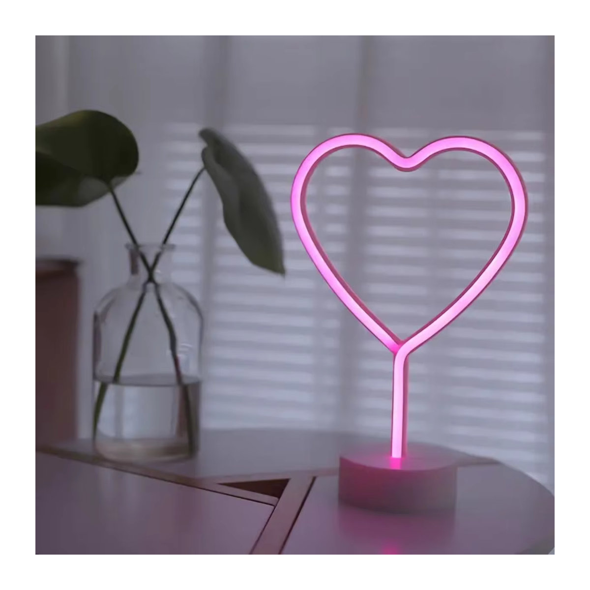 Peach Forest LED Neon Herz Tischlampe in Rosa für Schlafzimmer und Party - Bild 3