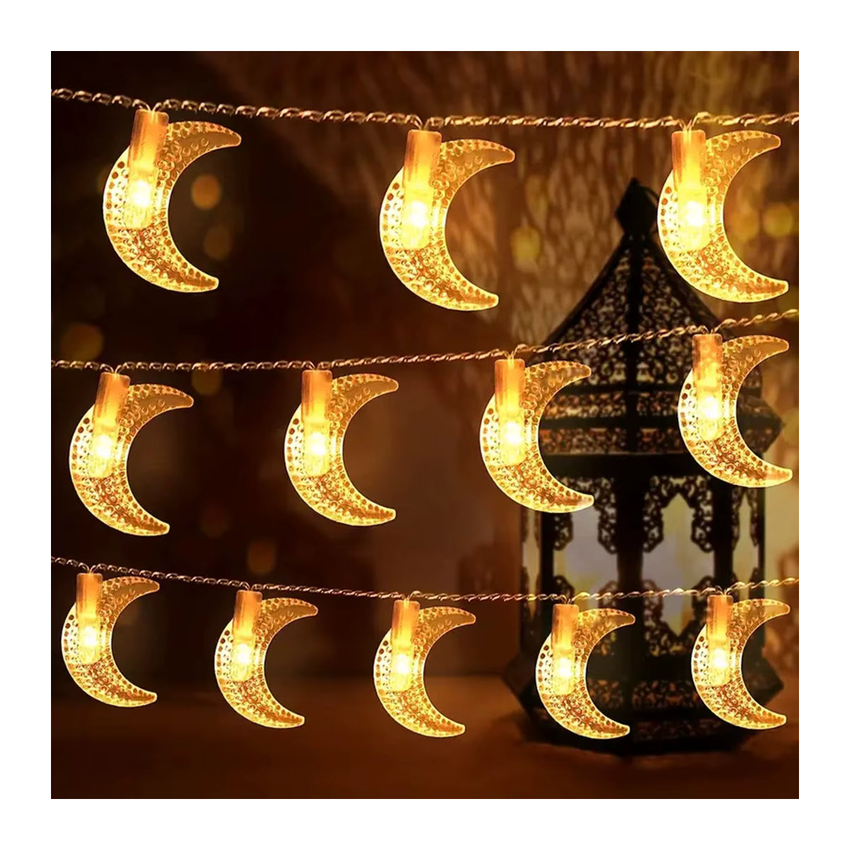 Peach Forest LED Ramadan Mond Lichterkette in Weiß, batteriebetrieben für Dekoration im Haus und Garten - Bild 2