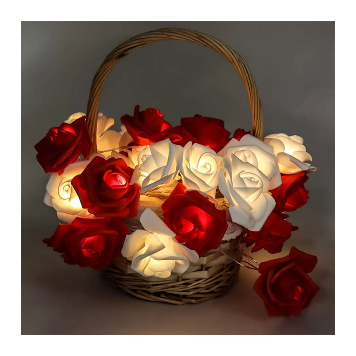 Peach Forest LED Rosen Lichterkette mit künstlichen Blumen in Rot - Bild 1