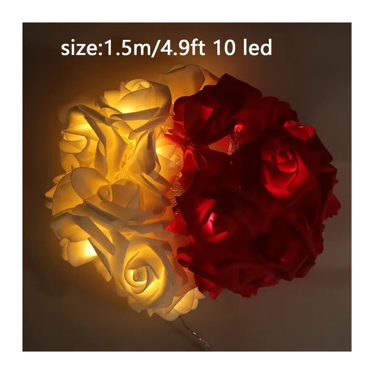 Peach Forest LED Rosen Lichterkette mit künstlichen Blumen in Rot - Bild 2