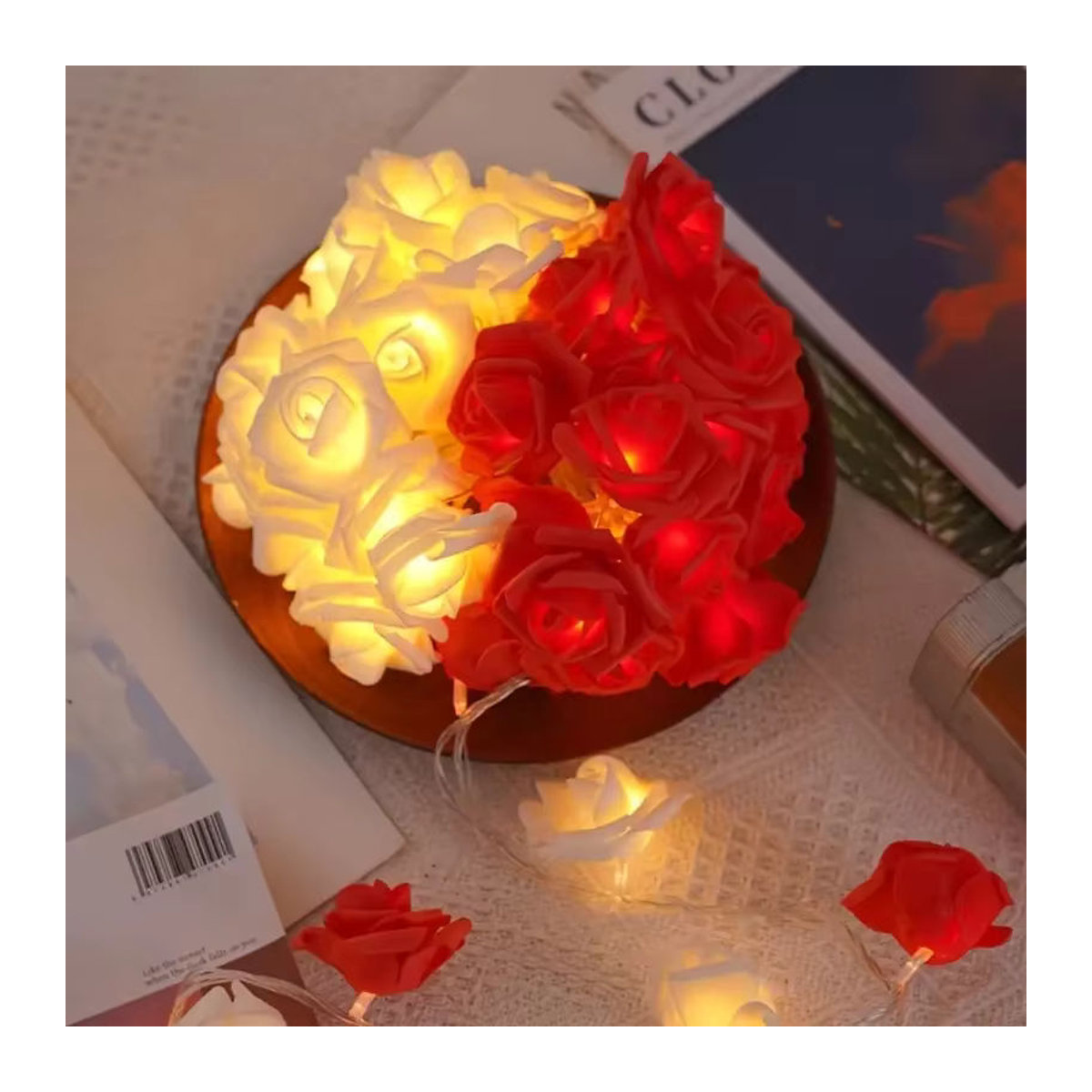 Peach Forest LED Rosen Lichterkette mit künstlichen Blumen in Rot - Bild 4
