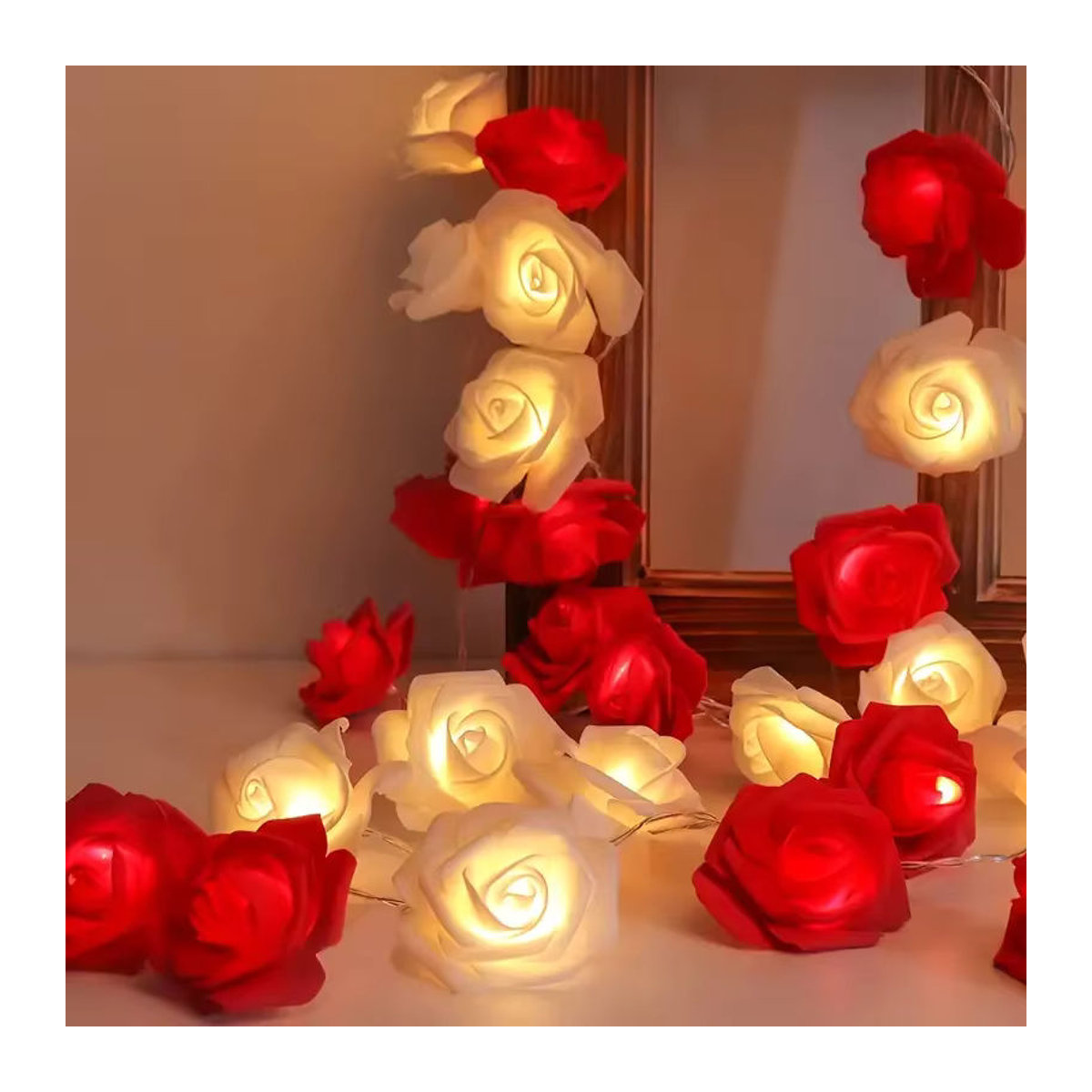 Peach Forest LED Rosen Lichterkette mit künstlichen Blumen in Rot - Bild 5