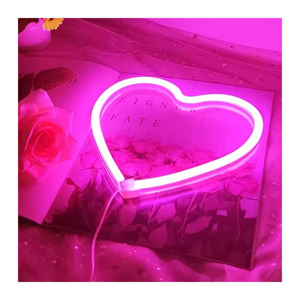 Peach Forest Neon Herz LED Lampe in Rosa zur Wanddekoration - Bild 5