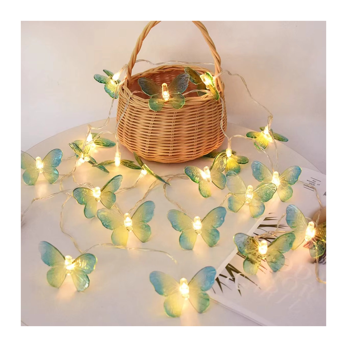 Peach Forest Schmetterling LED Lichterkette im Bohemian Stil in Grün und Gelb für dein Zuhause und Schlafzimmer - Bild 5
