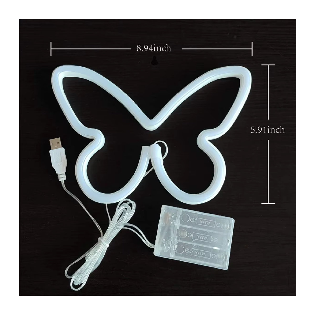 Peach Forest Schmetterling Neon LED Wandlampe in Rosa mit USB oder Batteriebetrieb - Bild 3