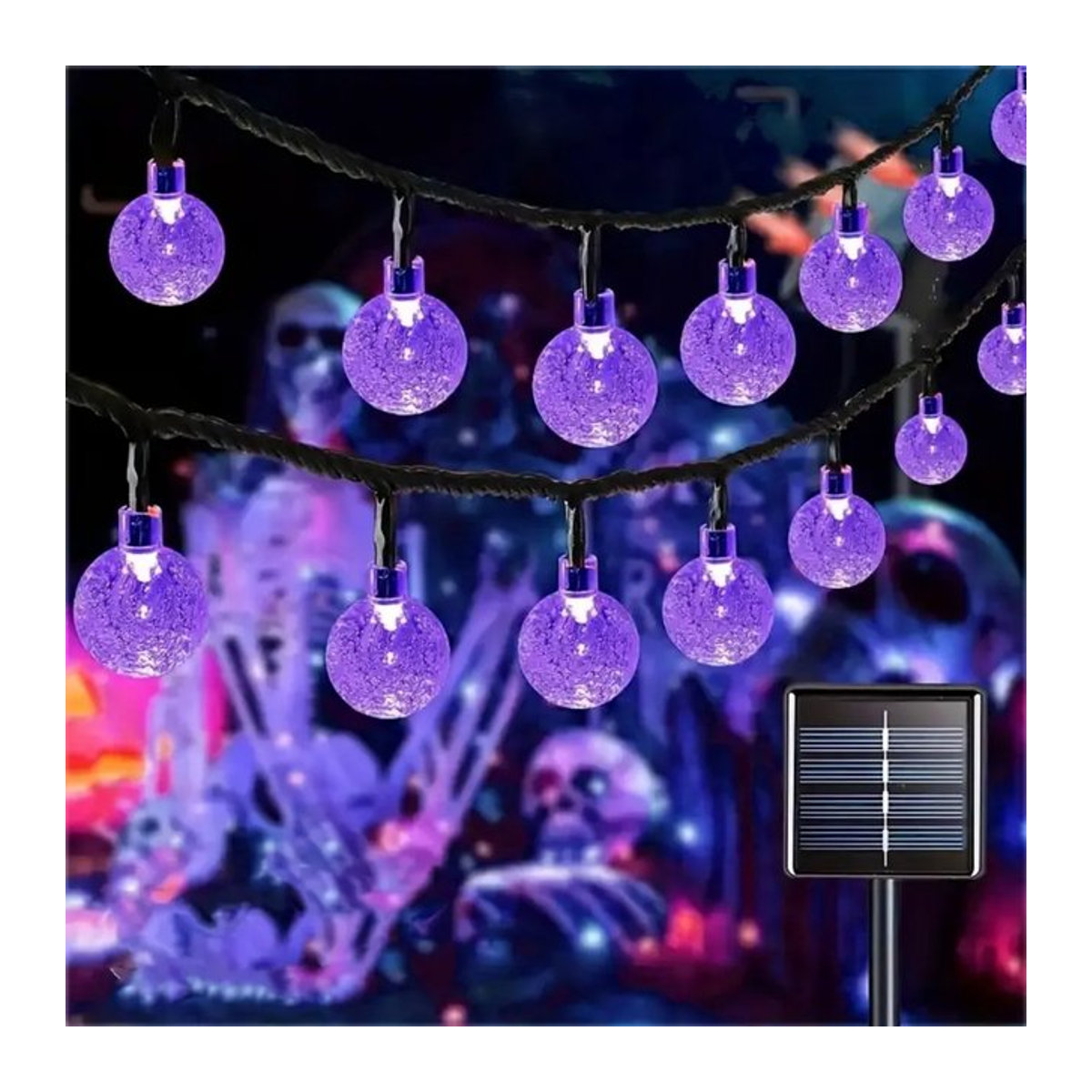 Peach Forest Solar LED Halloween Bubble Ball Lichterkette in Lila mit 8 Beleuchtungsmodi und wasserdichter Funktion für den Außenbereich - Bild 1