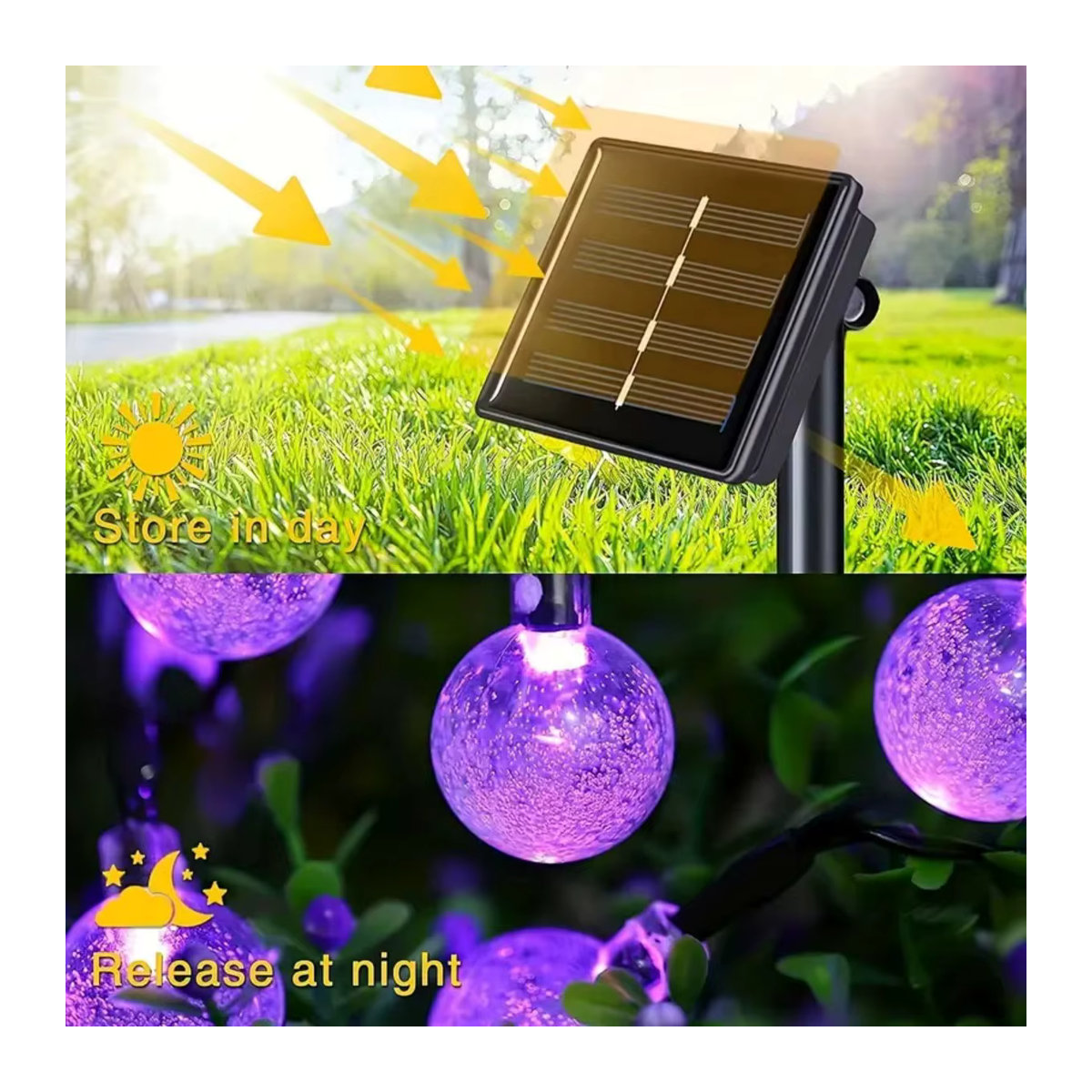 Peach Forest Solar LED Halloween Bubble Ball Lichterkette in Lila mit 8 Beleuchtungsmodi und wasserdichter Funktion für den Außenbereich - Bild 3