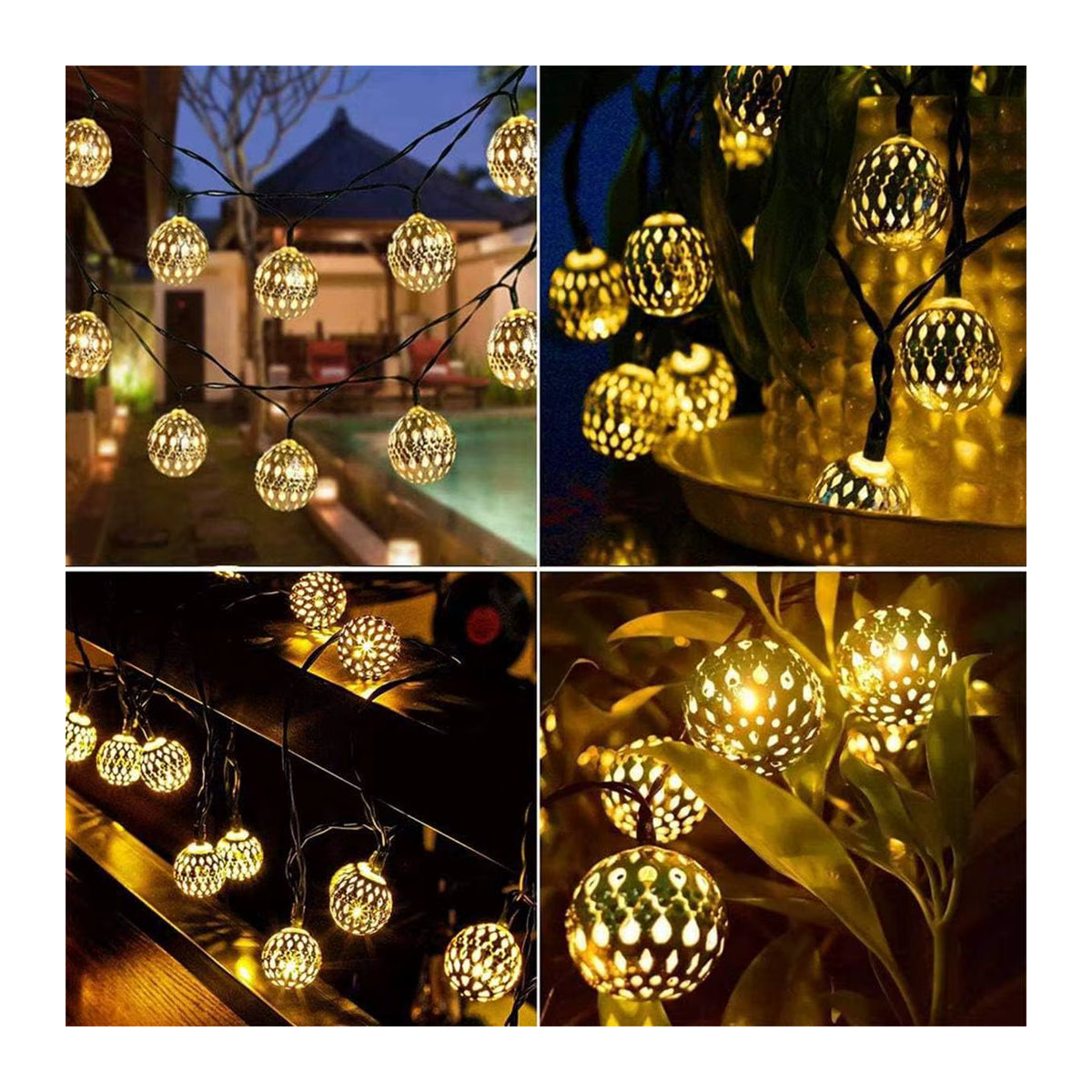 Peach Forest Solar LED Lichterkette im Marokkanischen Bohemian Stil mit bunten Kugeln für Garten und Outdoor - Bild 4
