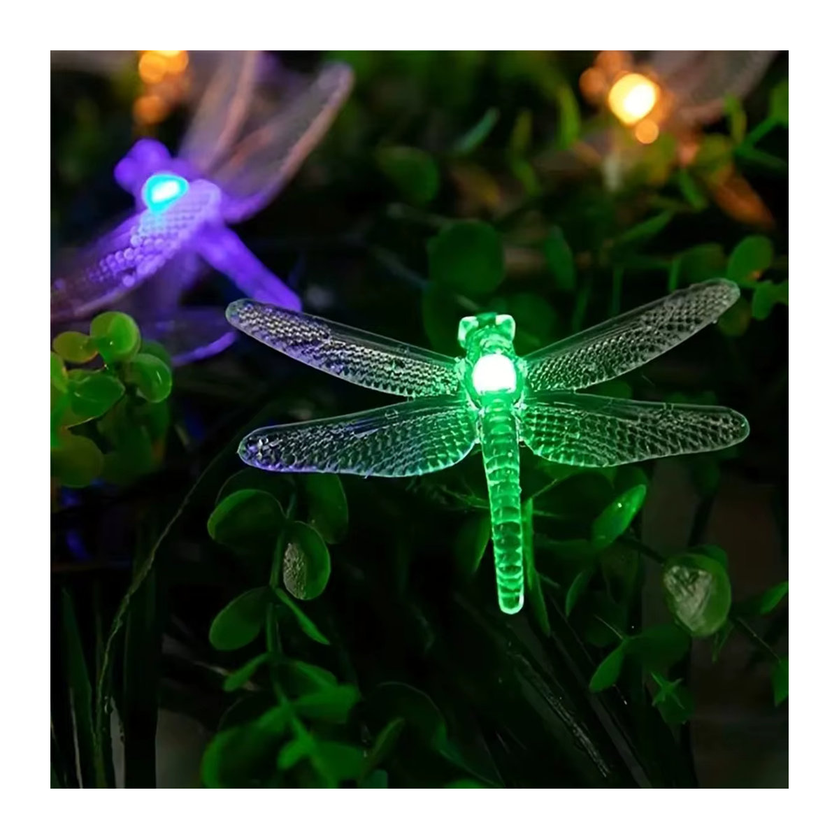 Peach Forest Solar Libellen Lichterkette mit 20 LEDs, Wasserdicht, Bunt, 5m Länge - Bild 4
