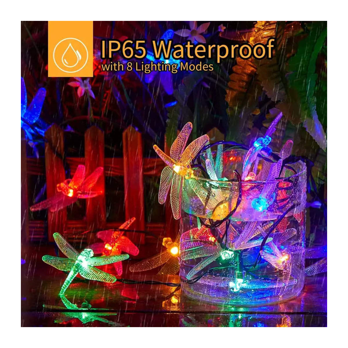 Peach Forest Solar Libellen Lichterkette mit 20 LEDs, Wasserdicht, Bunt, 5m Länge - Bild 5