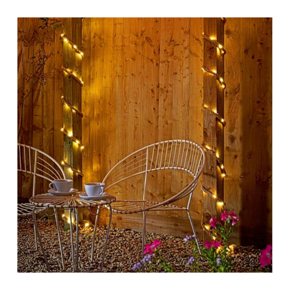 Peach Forest Solar Retro LED Lichterkette mit 50 LEDs aus Hanfseil und Kupferdraht, wasserdicht, Braun - Bild 5