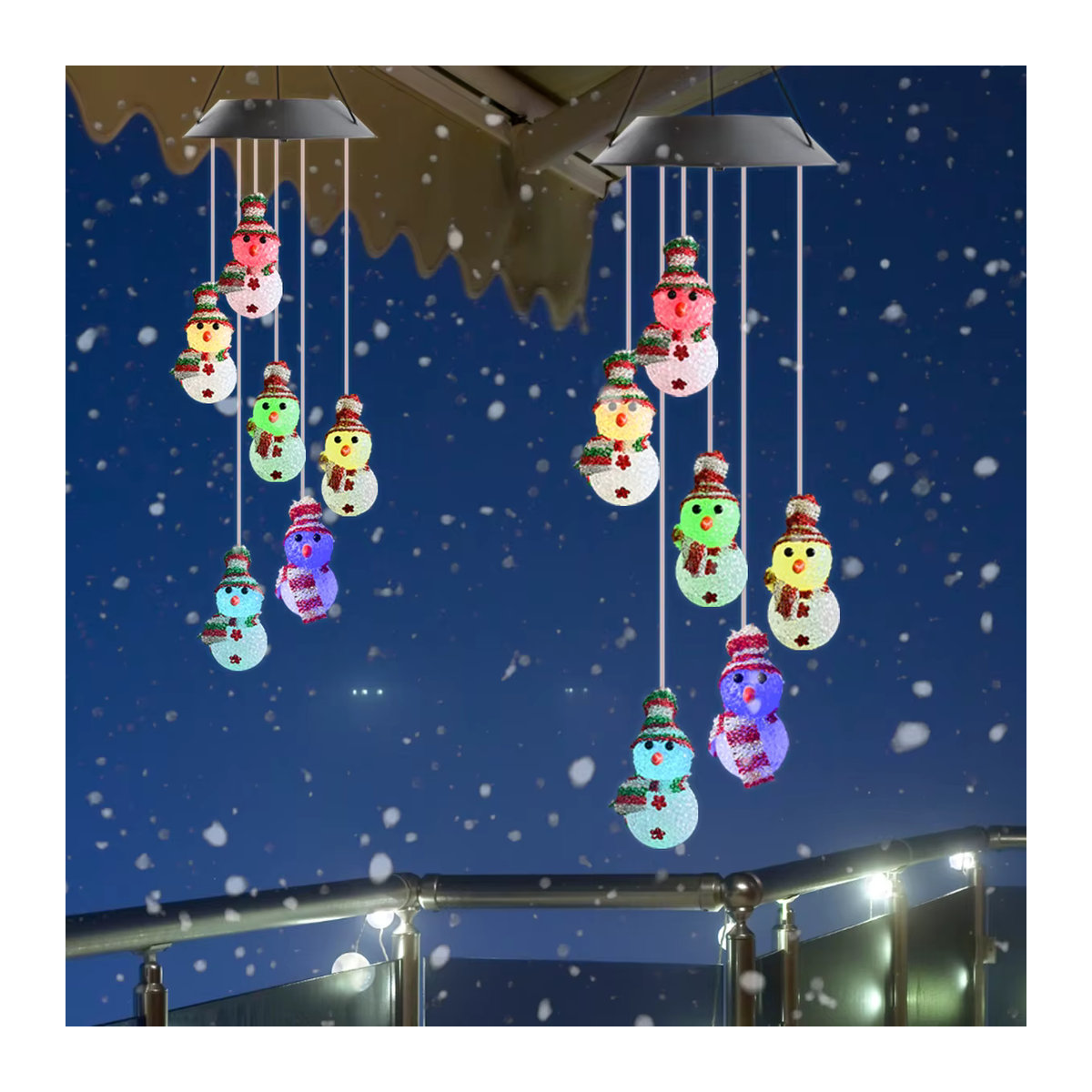 Peach Forest Solar Weihnachten Windspiel Bunter LED Schneemann als wasserdichte Dekolampe für den Außenbereich - Bild 6