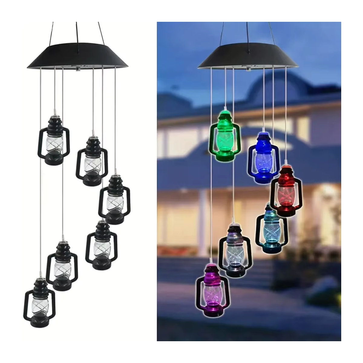 Peach Forest Solar Windspiel in Petroleum Flaschenform aus Glas für Garten und Veranda, mehrfarbig - Bild 2