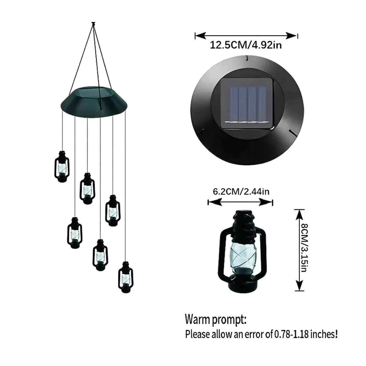 Peach Forest Solar Windspiel in Petroleum Flaschenform aus Glas für Garten und Veranda, mehrfarbig - Bild 5