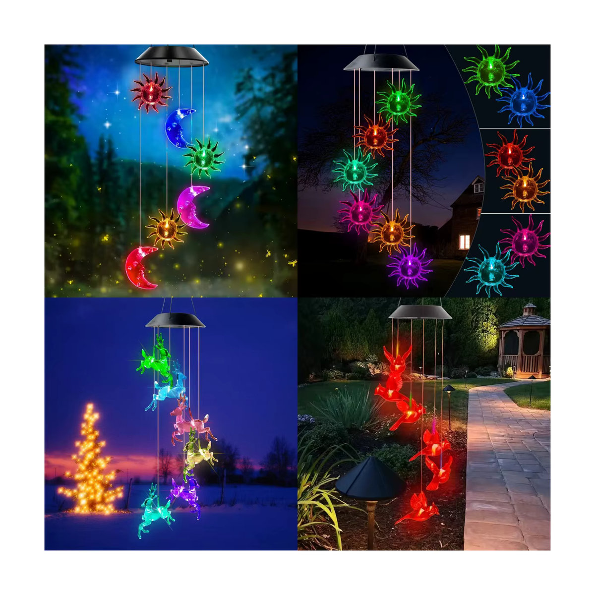 Peach Forest Solar Windspiel LED mit buntem Bohemian Design für Garten und Balkon - Bild 2
