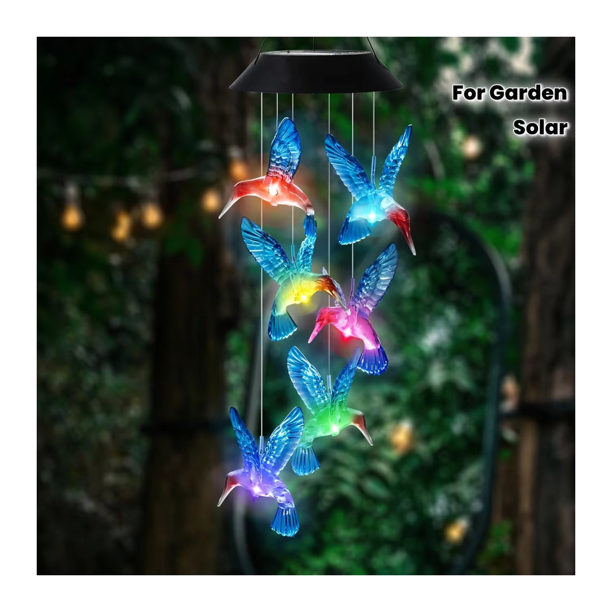 Peach Forest Solar-Windspiel mit 6 farbwechselnden LED-Gartenleuchten in Bunt für den Außenbereich - Bild 6