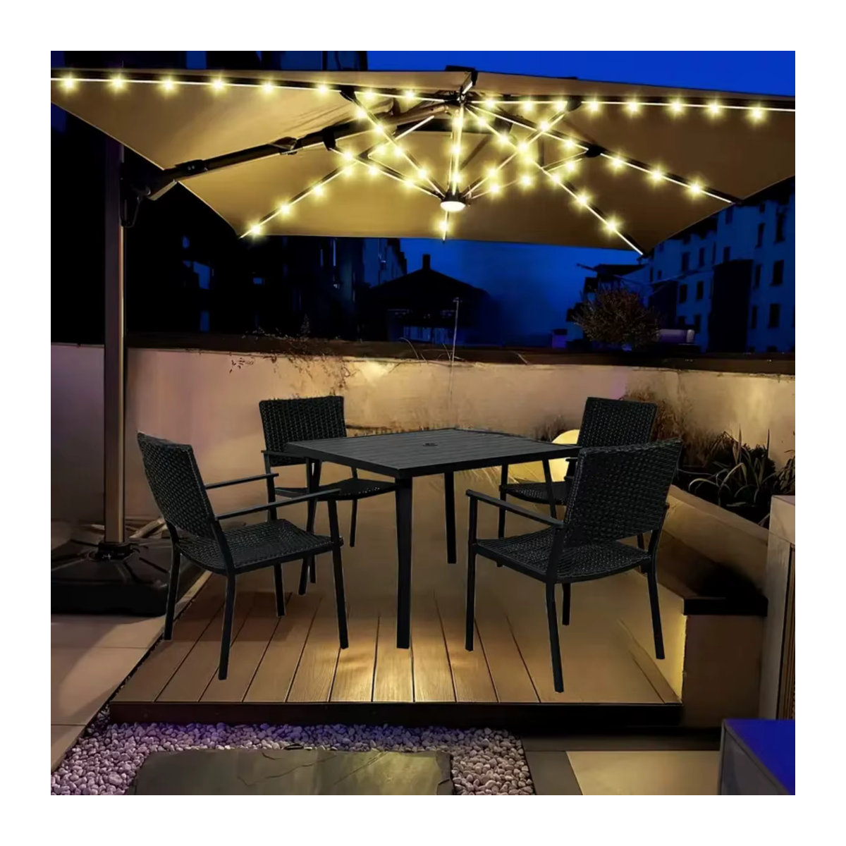 Peach Forest Sonnenschirm Leuchte mit Fernbedienung, wasserdichte 104 LED-Beleuchtung mit 8 Helligkeitsmodi für den Außenbereich - Bild 2