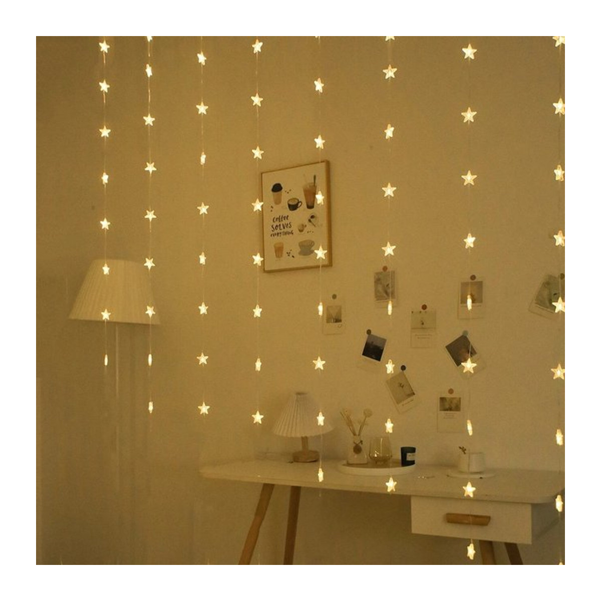 Peach Forest Sternenvorhang-Lichter mit 72 LEDs in Weiß zur Dekoration von Schlafzimmer, Wand, Hof oder für Hochzeiten und Partys - Bild 1