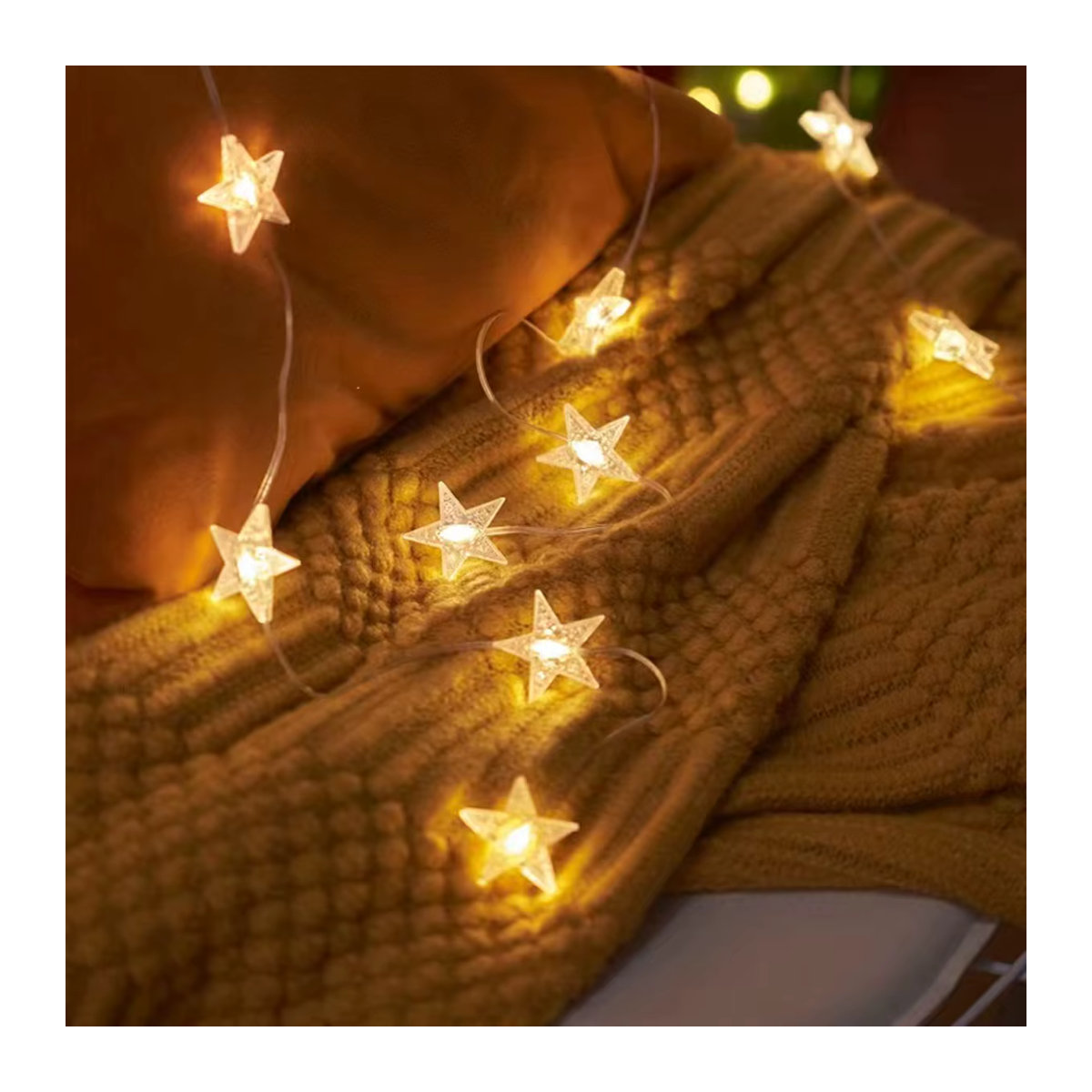 Peach Forest Sternenvorhang-Lichter mit 72 LEDs in Weiß zur Dekoration von Schlafzimmer, Wand, Hof oder für Hochzeiten und Partys - Bild 2