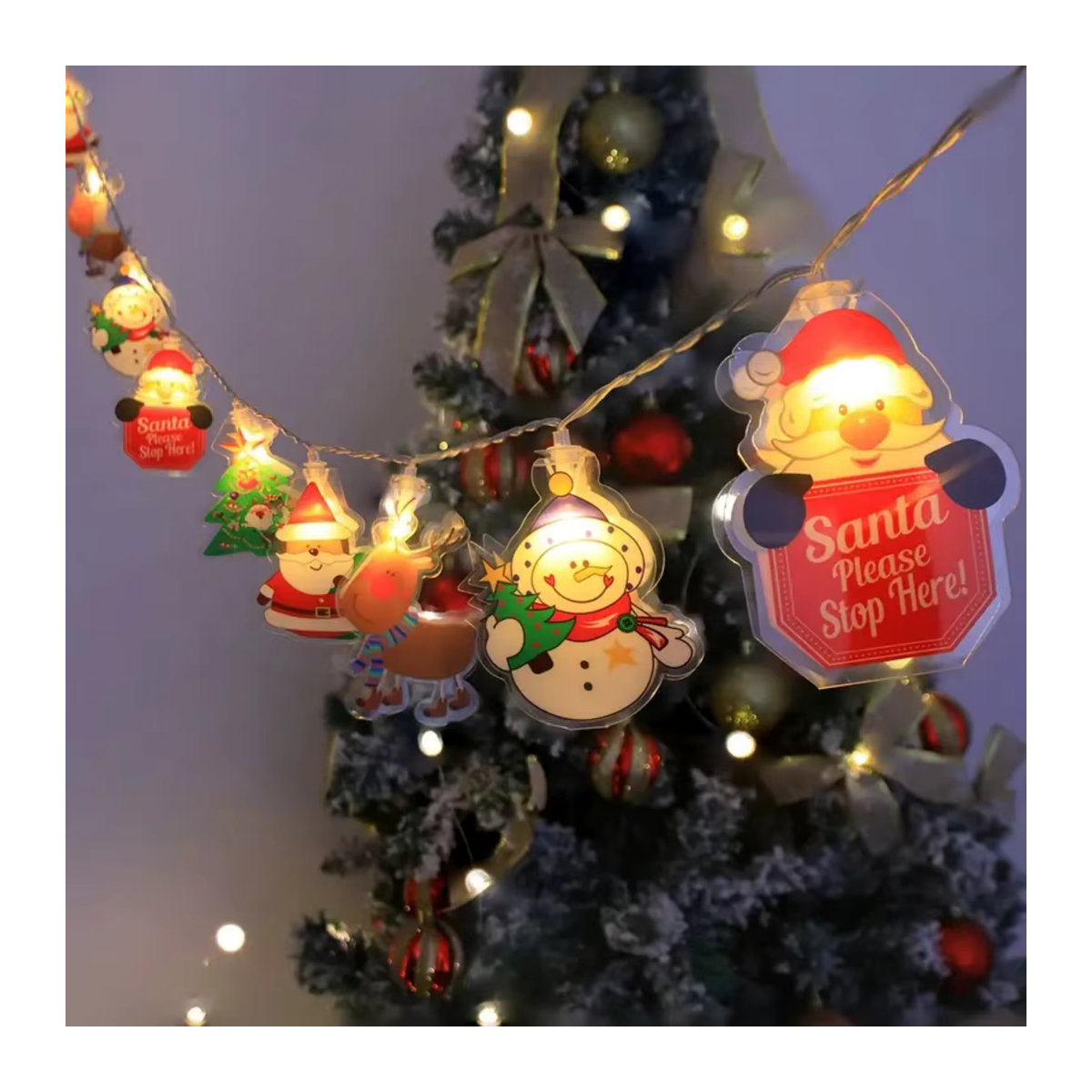 Peach Forest Weihnachts Lichterkette mit Weihnachtsmann, Schneemann und Rentier für deinen Weihnachtsbaum - Bild 2