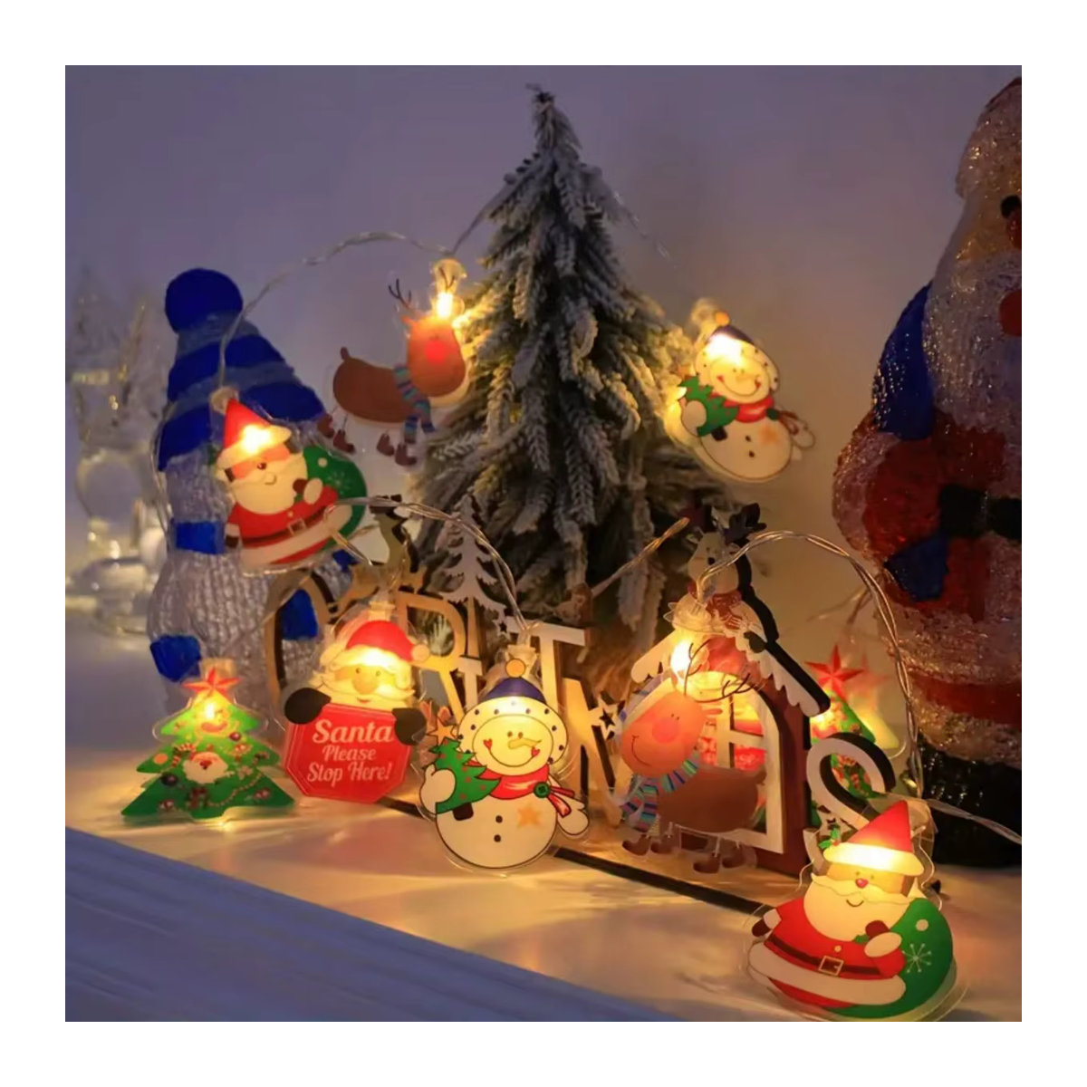 Peach Forest Weihnachts Lichterkette mit Weihnachtsmann, Schneemann und Rentier für deinen Weihnachtsbaum - Bild 4