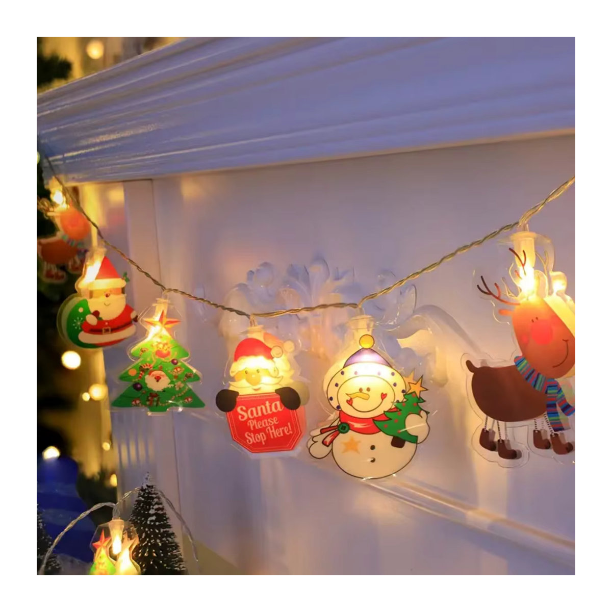 Peach Forest Weihnachts Lichterkette mit Weihnachtsmann, Schneemann und Rentier für deinen Weihnachtsbaum - Bild 5