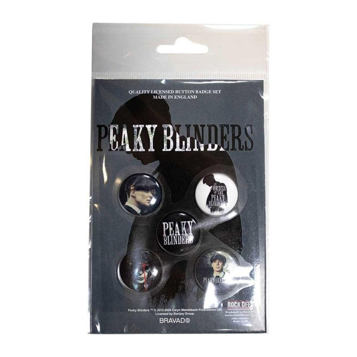 Peaky Blinders Anstecknadeln Set Schwarz 5er Pack Vintage Metall und Kunststoff - Bild 1