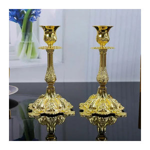 PEANDIM Metall-Kerzenhalter für Stabkerzen in Gold und Silber als romantische Tischdekoration für Hochzeit und Zuhause