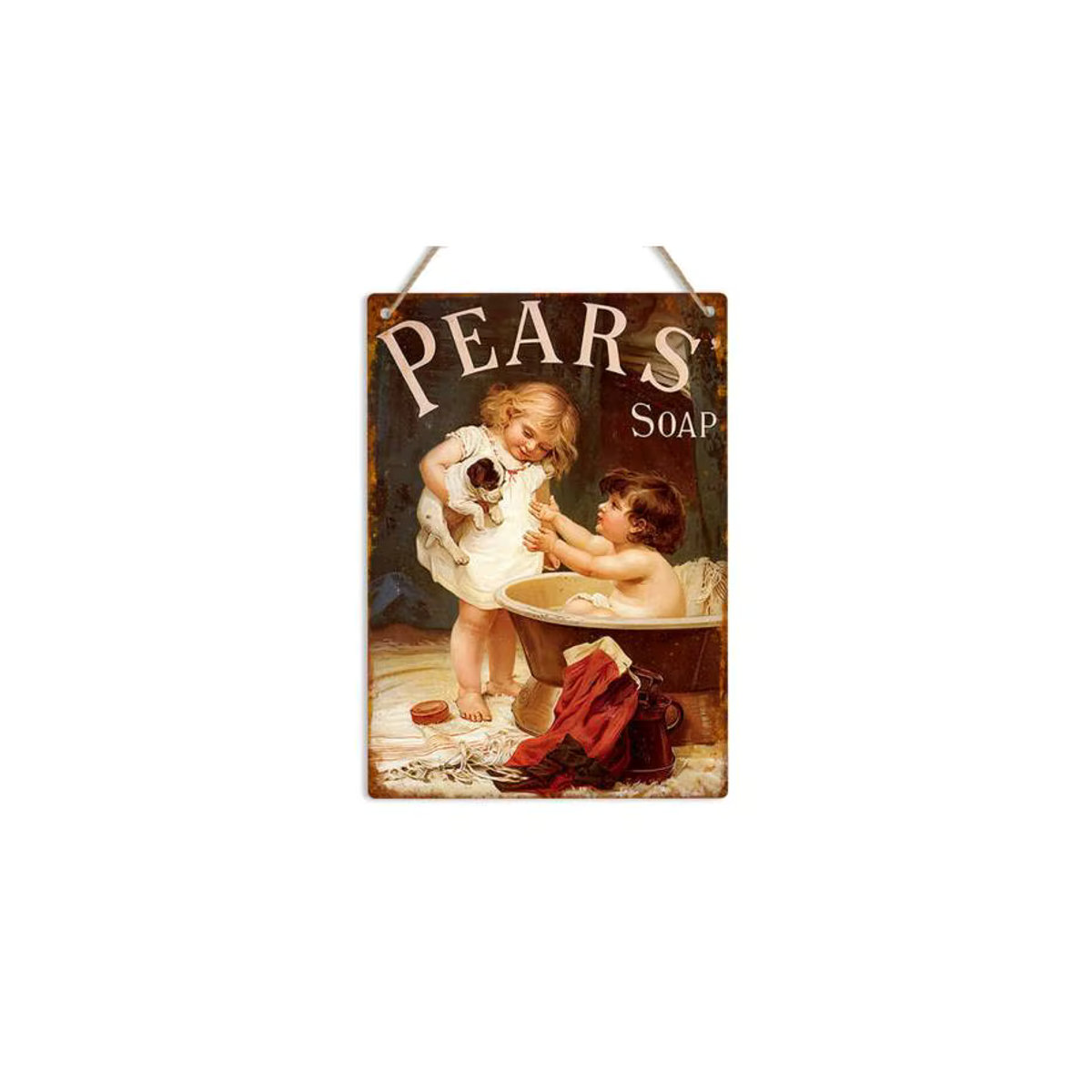 PEARS SOAP Vintage Retro Metall-Wandschild als mehrfarbige Werbeplakette im Shabby Chic für dein Badezimmer - Bild 2
