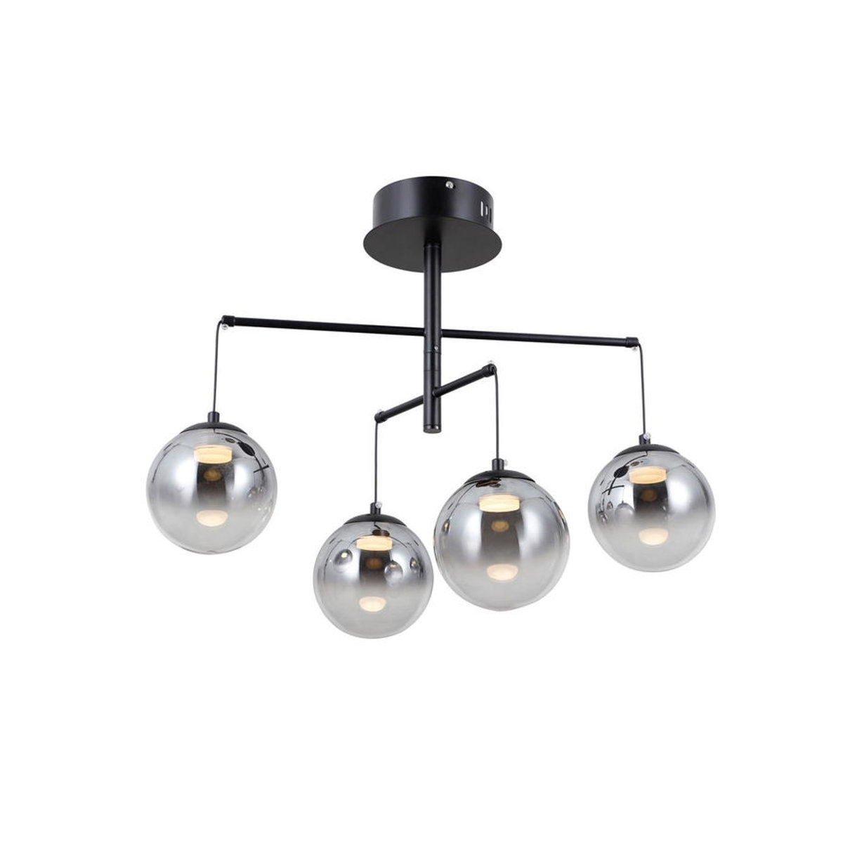 Pendelleuchte Vela von Italux in Schwarz mit integriertem warmweißem LED-Leuchtmittel und Glaselementen - Bild 2
